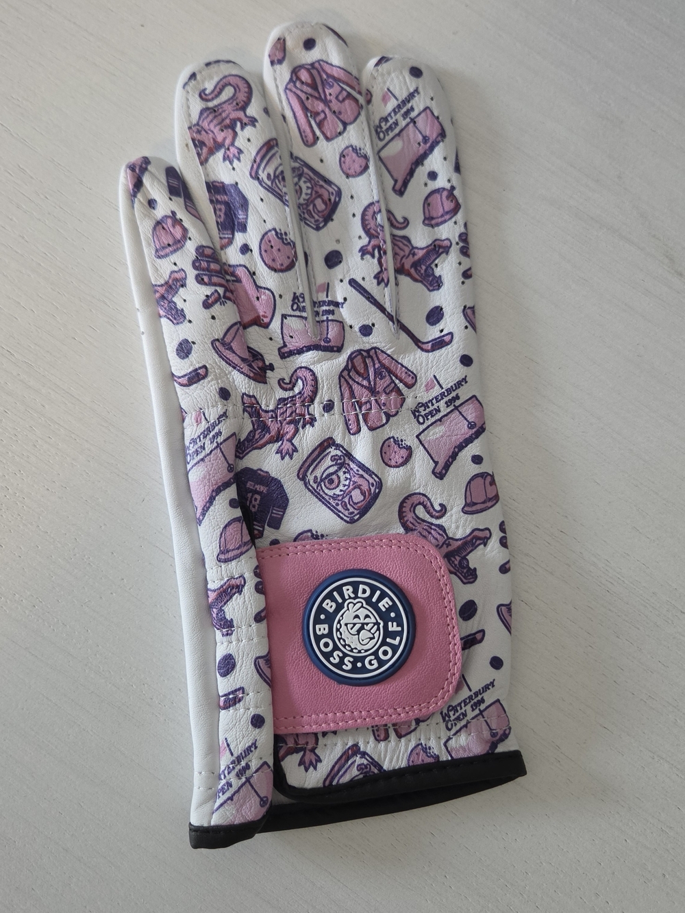 Birdie Boss Happy Gilmore Womens Golf Glove On Left RH M/L Medium Large Pink